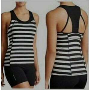 Athleta Workout Black and White Tank Built-in Bra Racerback Running Tank Top Siz